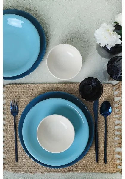 18 részes kék/fehér/kerámia étkészlet