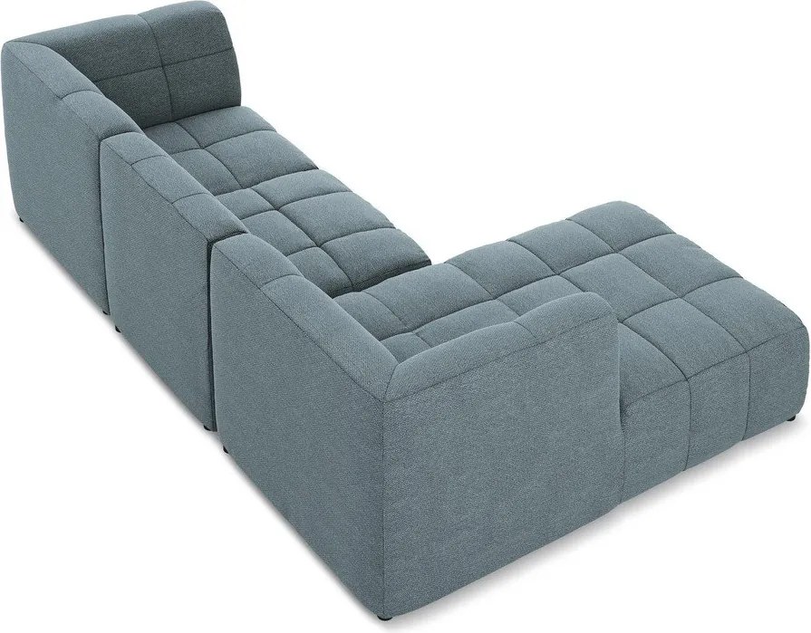 Kék buklé sarokkanapé (bal oldali-heverő résszel) Aloha – Makamii