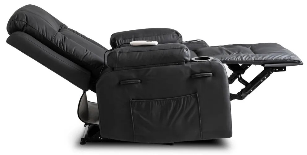 Fotel Rozkładany Masujący BOX Czarny Ekoskóra