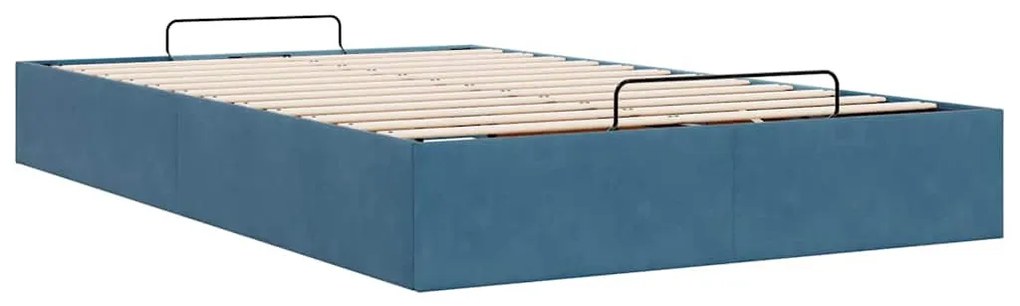 Ottomán ágykeret matrac nélkül Sötétkék 120x200 cm bársony