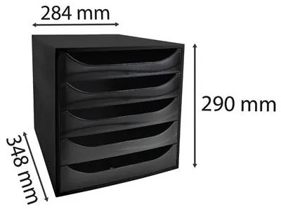 Irattároló, műanyag, 5 fiókos, EXACOMPTA Ecobox ExoBlack, fekete (EX229014D)