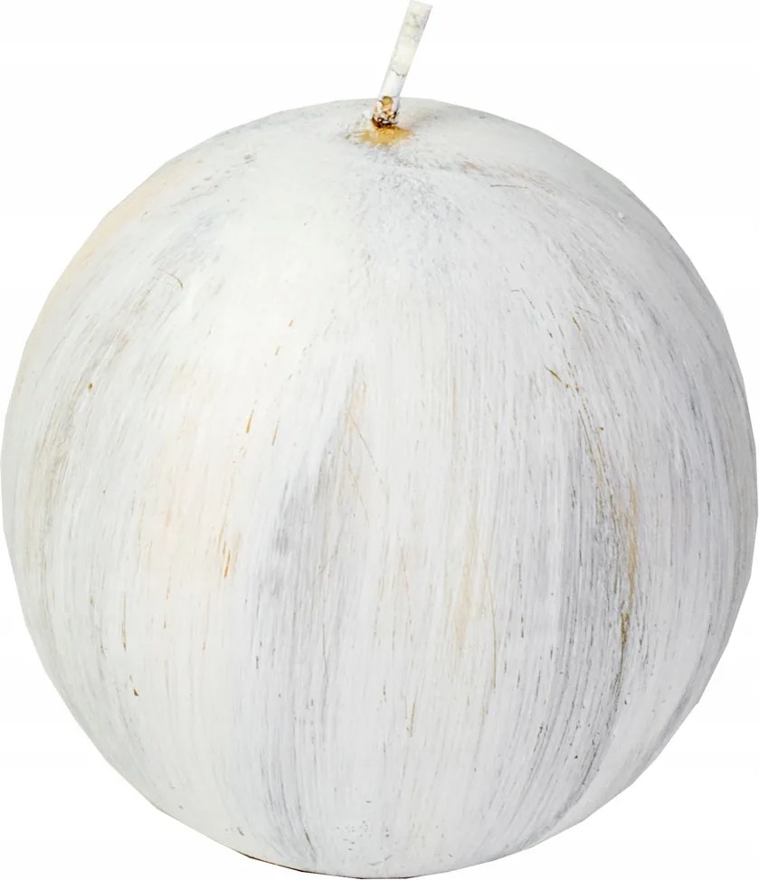 Elegáns dekorációs gyertya White Wood gömb 100 mm fehér