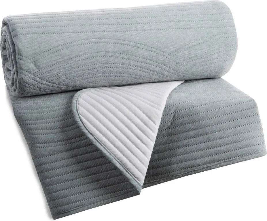 Dekoratív ágytakaró VELVET2 220x240 ezüst, geometrikus mintával steppelt