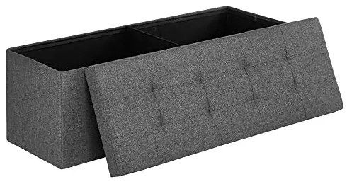 Összecsukható vászon tárolópuff, sötétszürke 110x38x38cm