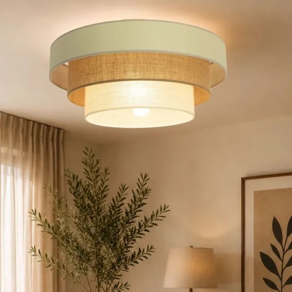WENTA mennyezeti lámpa 1xE27/60W/230V, Ø 50 cm, bézs/juta