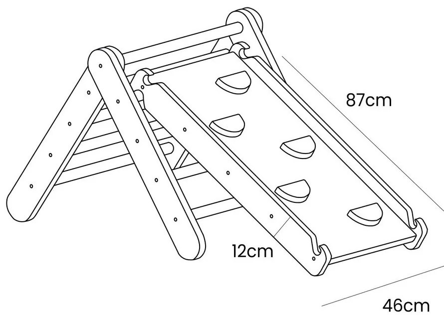 Fehér borovi fenyő pikler háromszög 46x87x60 cm Montessori – Meowbaby