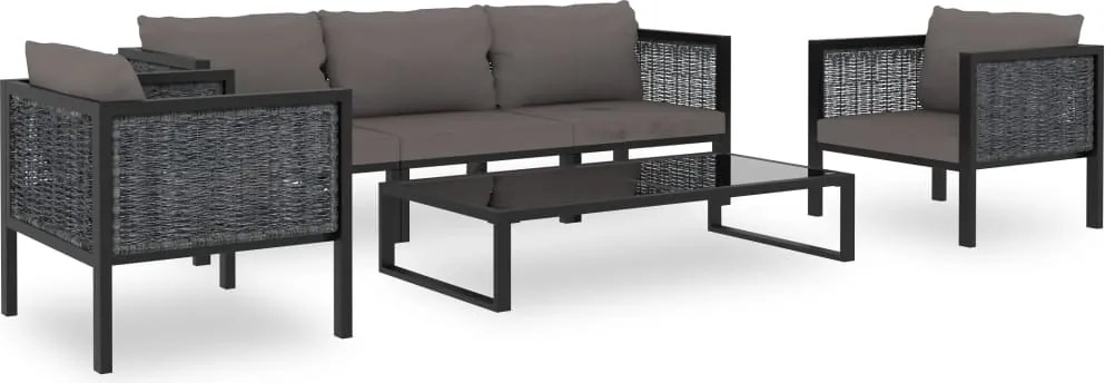 vidaXL 6 részes antracitszürke kerti polyrattan ülőgarnitúra párnákkal