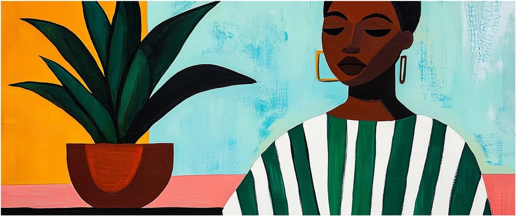 Kép - Nő virággal (120x50 cm)