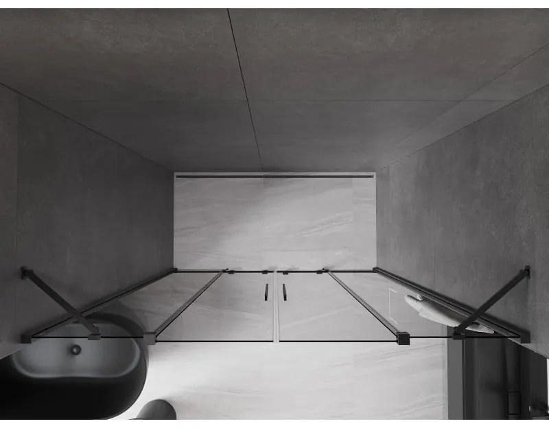 Mexen Velar Duo, tolózuhanyajtó 200 cm-re nyitható, 8 mm-es szürke üveg, polírozott grafit, 871-200-000-42-95