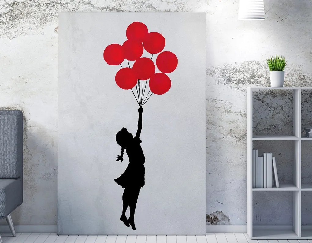 WY63 Banksy Repülő lufis lány vászonkép, 50 x 70 cm