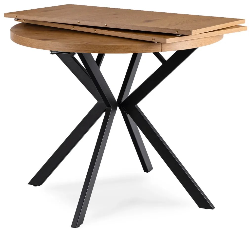 Bővíthető Étkezőasztal Arany Tölgy/Fekete Színben. LUGO 90-190 cm