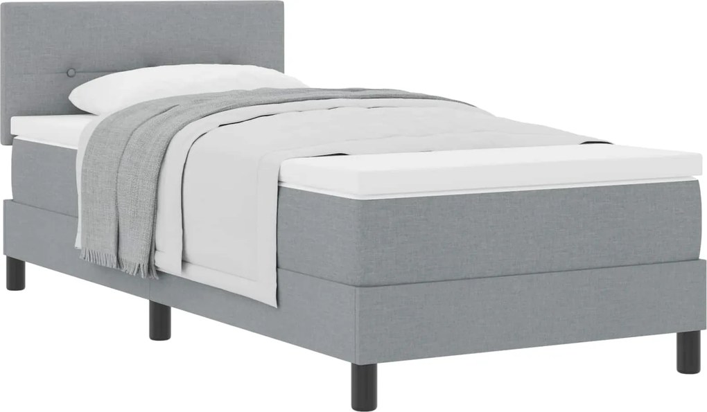 vidaXL Boxrugós ágy matracmal Világosszürke 90 x 200 cm szövet