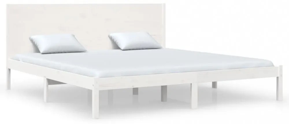 fehér tömör fenyőfa ágy matrac nélkül 200 x 200 cm