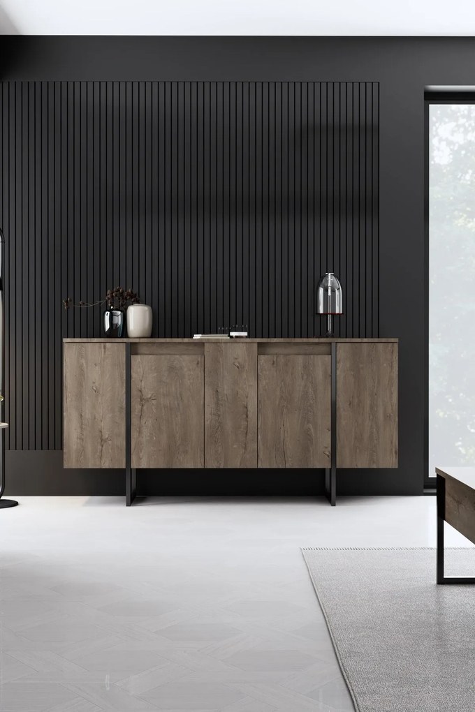 Konzolasztal Luxe - Walnut, Black
