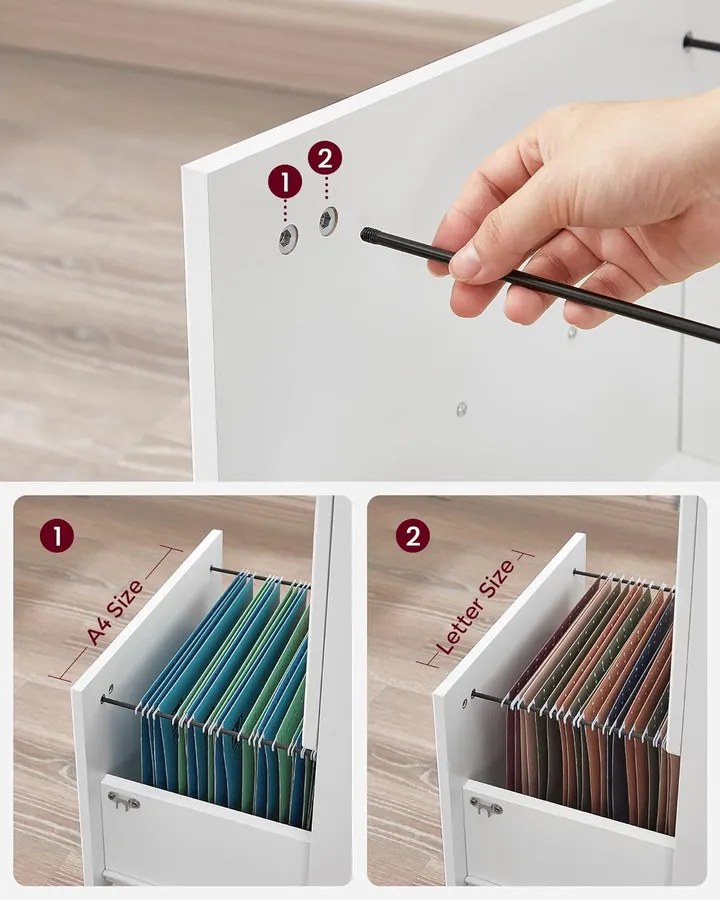 2 fiókos gurulós iratszekrény zárható irattároló  fehér