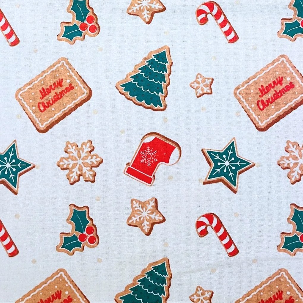 Pamut konyhai kötény karácsonyi barna és fehér mézeskalács mintával TiaHome