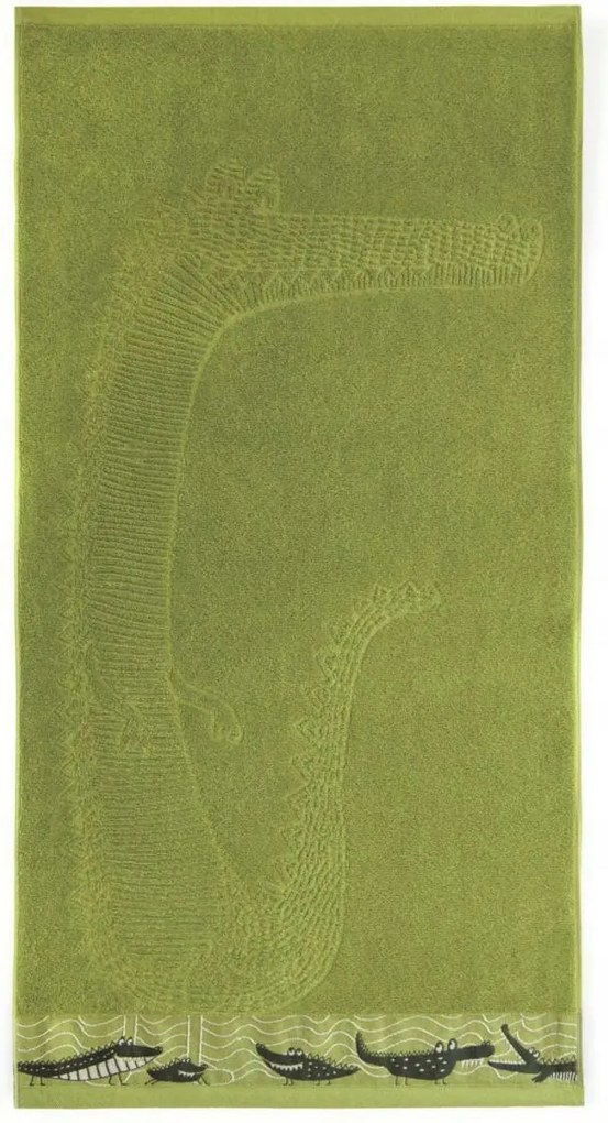 Törölköző 70x130 Crocco krokodil zöld 400g/m2 frottír pamut gyerek törölköző