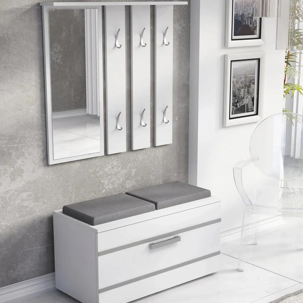 Drohmo Opal előszobafal, 85x45x35 cm, fehér