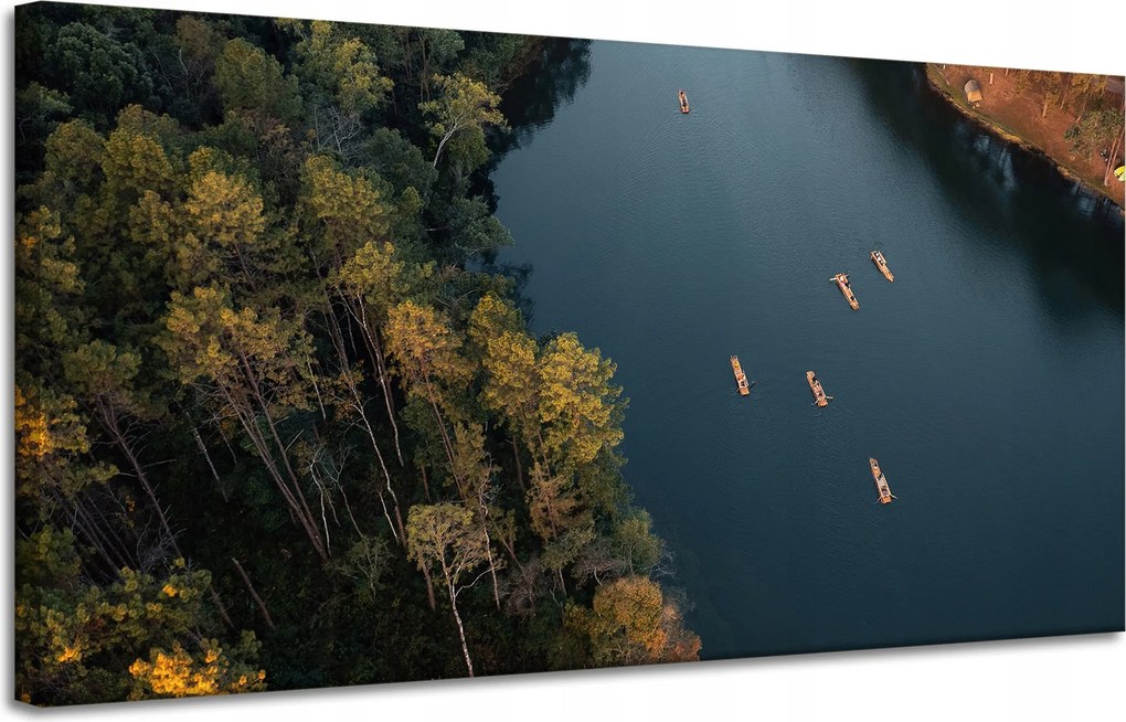 Vászonkép Kajakozás Erdő Folyó Természet 120x60 cm