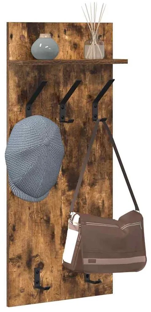 Fali Kabáthorog polcokkal Füstölt tölgy 90 x 40 x 10 cm Faanyag