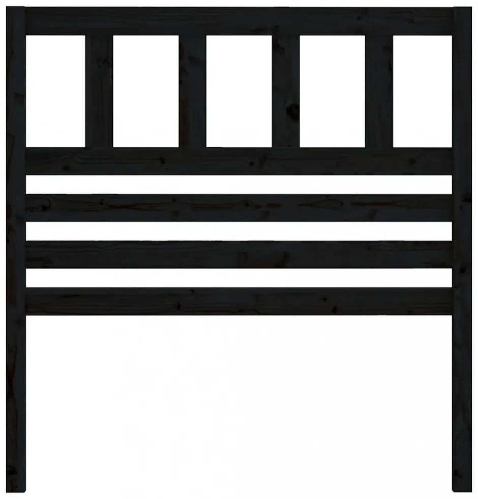 fekete tömör fenyőfa ágy fejtámla 81 x 4 x 100 cm