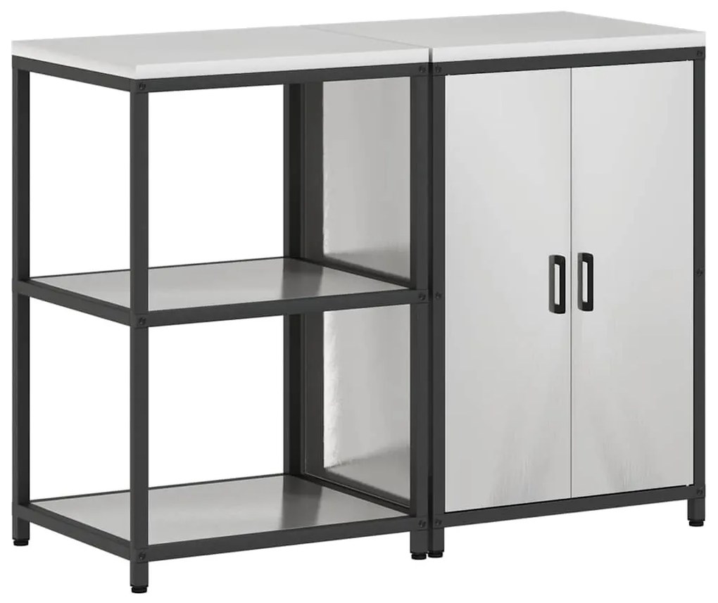 Konyhai Tároló Készlet polcokkal 2 pcs Ezüst 120 x 50 x 92 cm