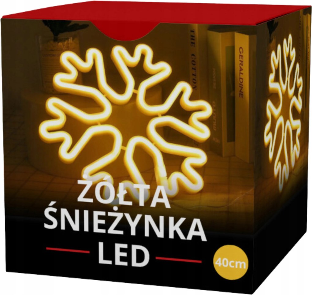 Hópehely Csillag Led Árnyalat Meleg Sárga Ablakdísz 40 CM