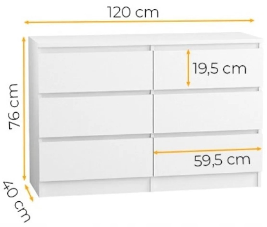 Komód 120/6 cm - snoma tölgy