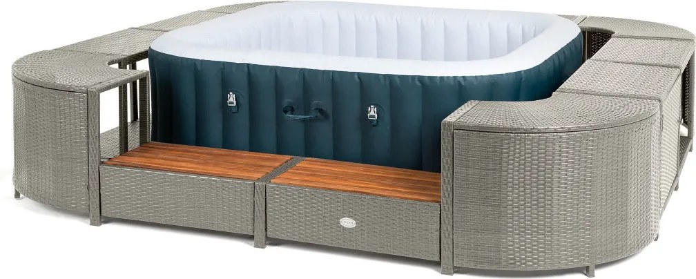 Lay-Z-Spa négyzet alakú rattan jakuzzi bútor, 188 cm, szürke