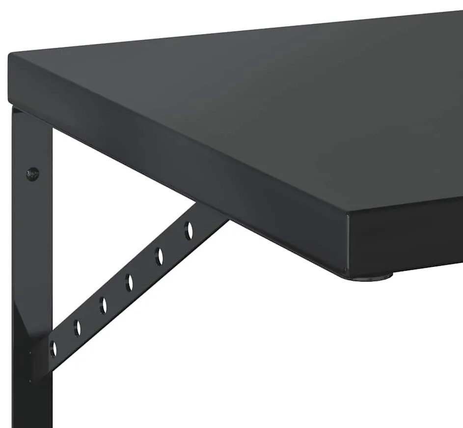 2 db fekete rozsdamentes acél fali polc 100 x 40 cm