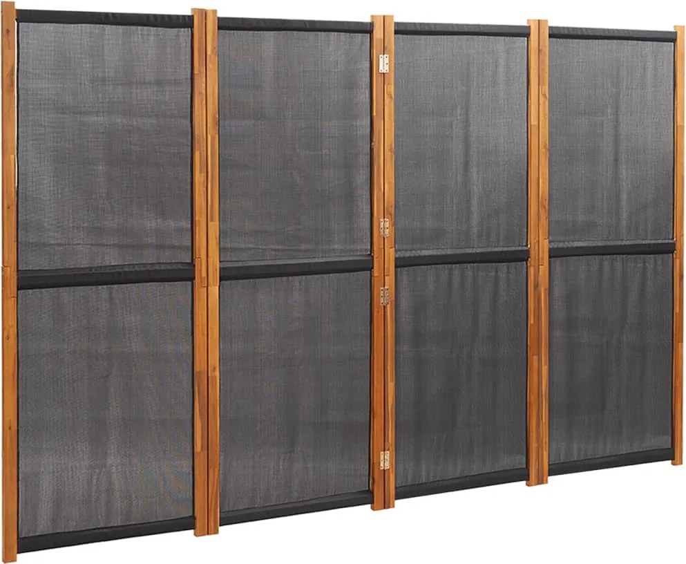 vidaXL fekete 4 paneles térelválasztó 280x180 cm