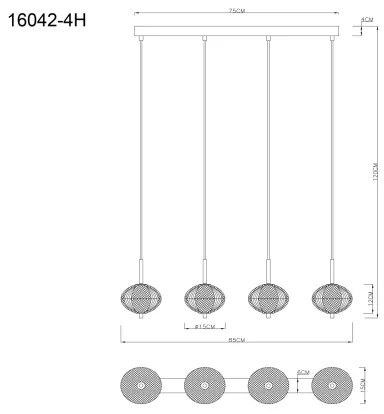 Globo 16042-4H - LED Csillár zsinóron AIDA 4xLED/5,75W/230V 3000K/4500K/6500K
