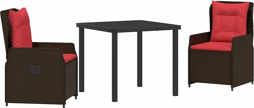 vidaXL Kert étkező szett 3 pcs Barna Poli rattan