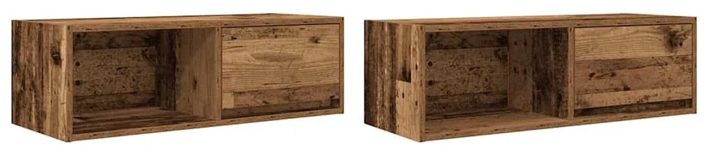 2 db antik fa szerelt fa fali TV-szekrény 80x31x25,5 cm