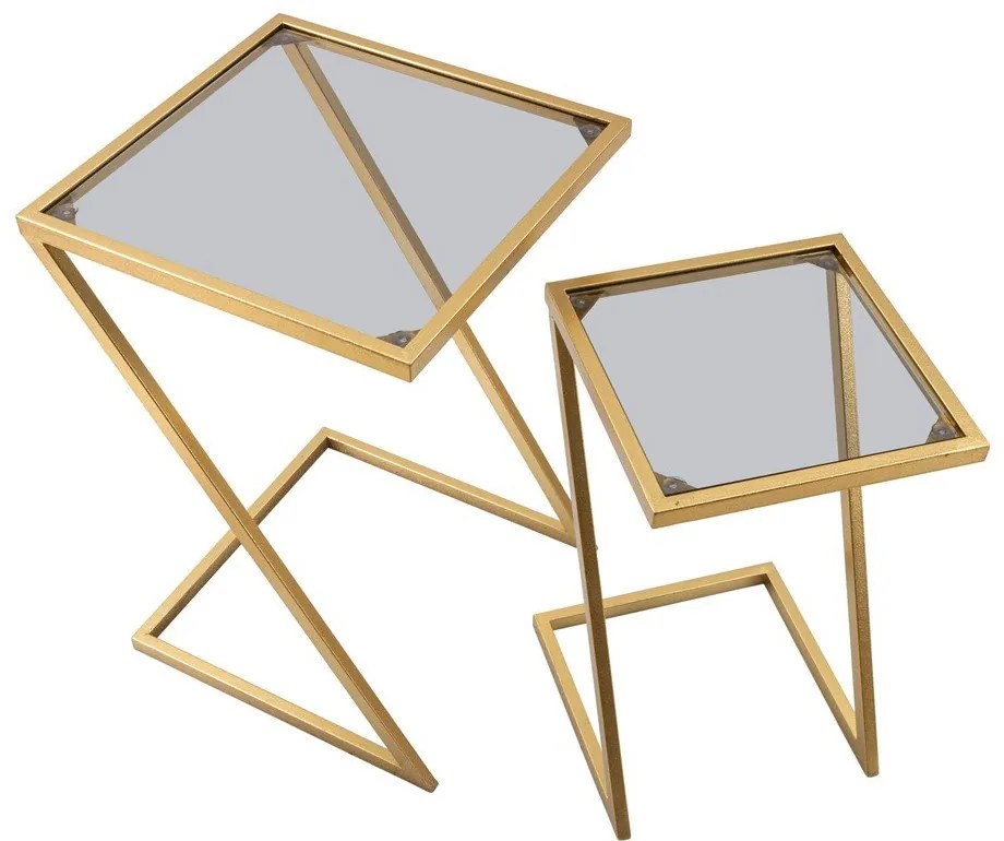 Tárolóasztal szett üveg asztallappal, 2 db-os 40x40 cm Zet – Mauro Ferretti