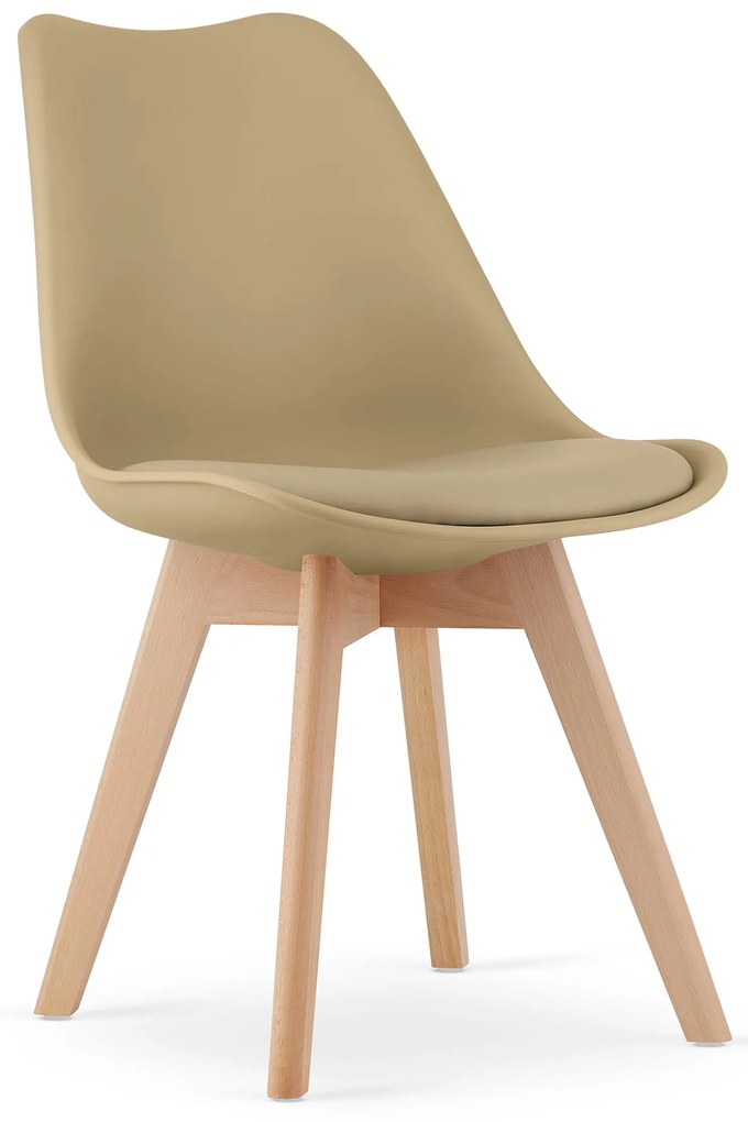 Étkezőgarnitúra 1 + 4, fehér ADRIA asztal 120x80 cm + bézs BALI MARK szék bükk lábakkal