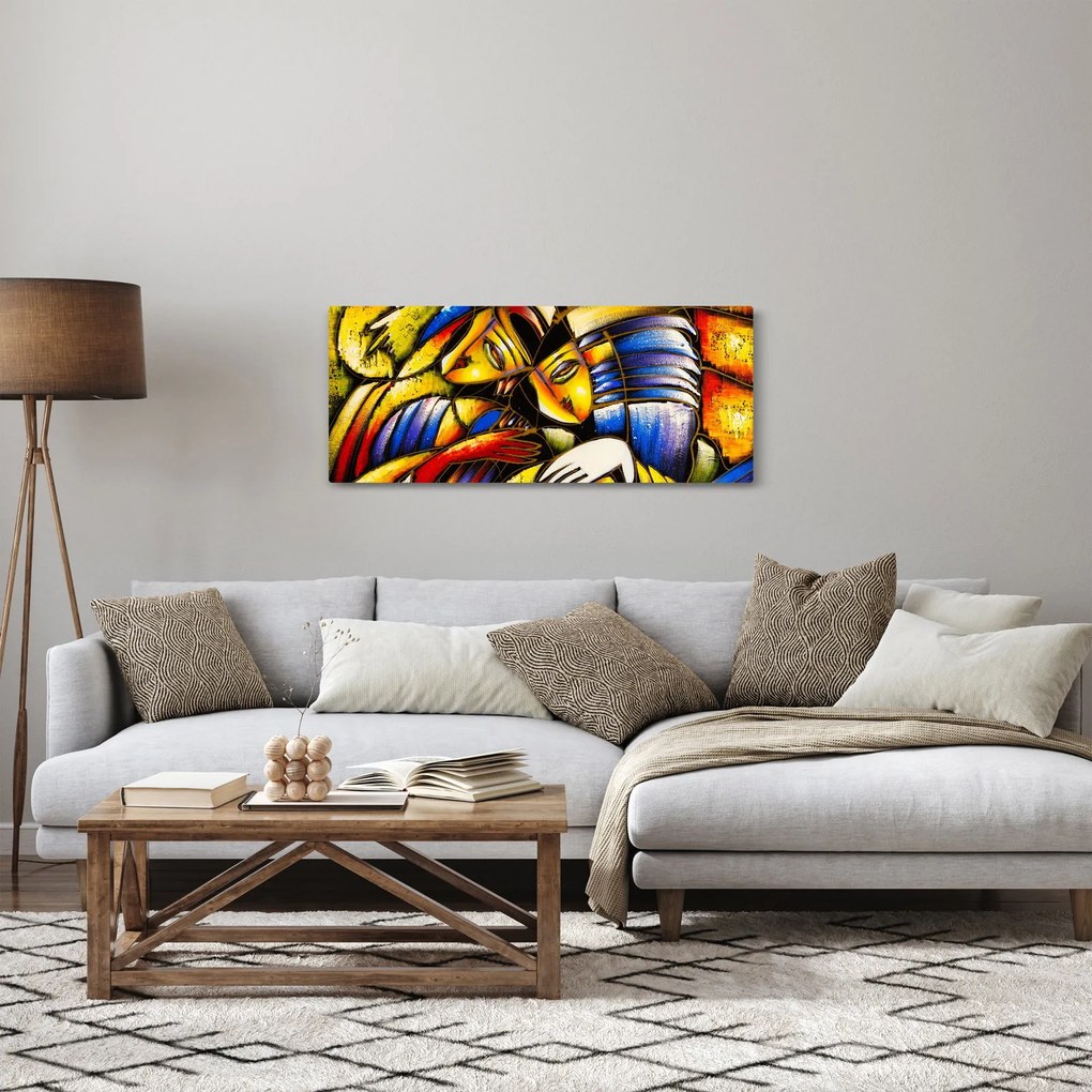 Kép - olajfestmény, szerelmesek (120x50 cm)