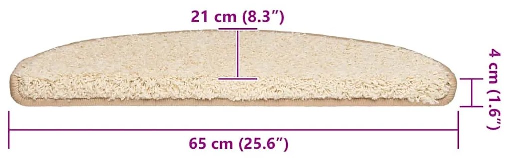30 db krém lépcsőszőnyeg 65x21x4 cm