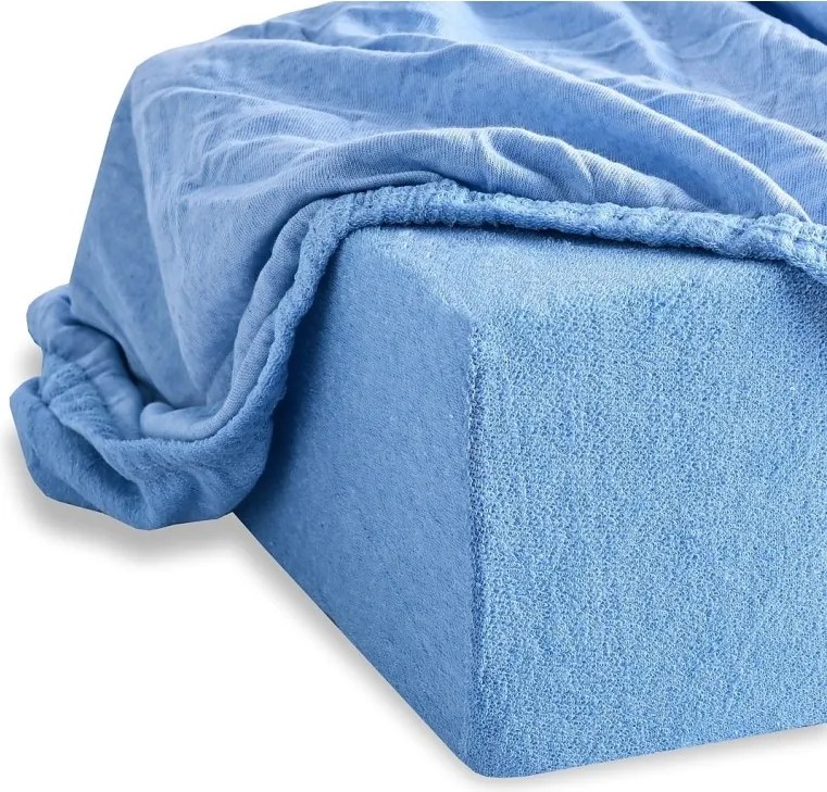 EMI Kék frottír gumis lepedő, 90 (100)x200-as lap