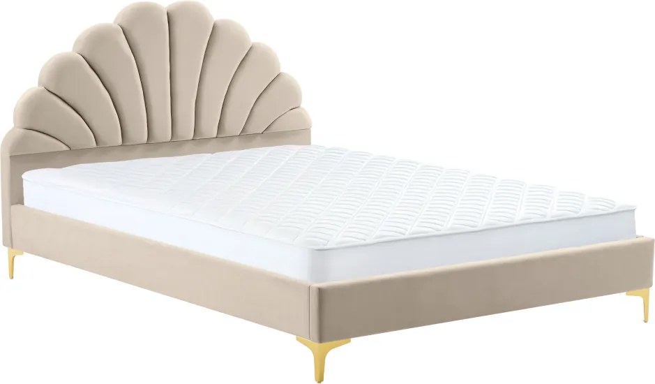 Ágy ágyráccsal, 160x200, bézs Velvet szövet, ISADORA