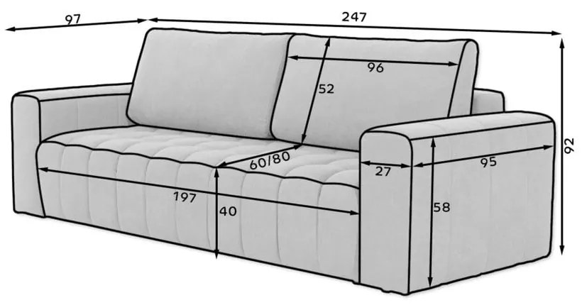 Piros bársony kinyitható-tárolóhelyes kanapé 247 cm Lazaro – ELTAP