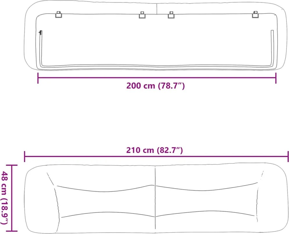 szürke műbőr fejtámla párna Hvar 200 cm