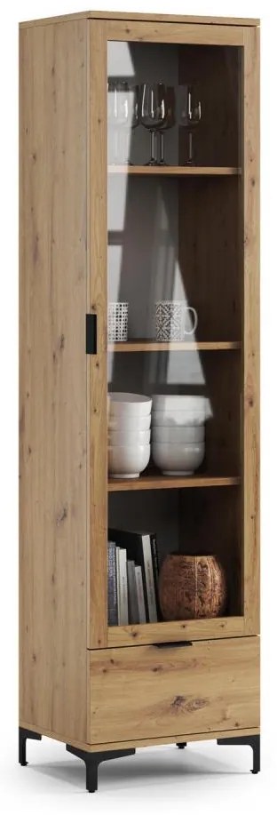 LORA vitrineszekrény artisan tölgyből