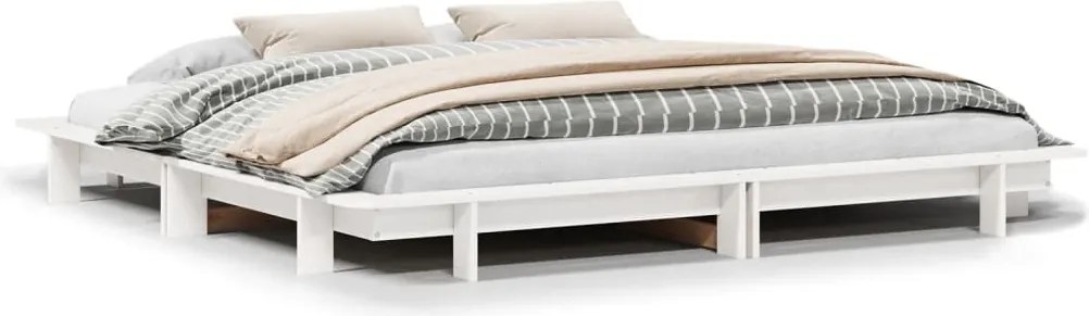 vidaXL fehér tömör fenyőfa ágy matrac nélkül 200 x 200 cm