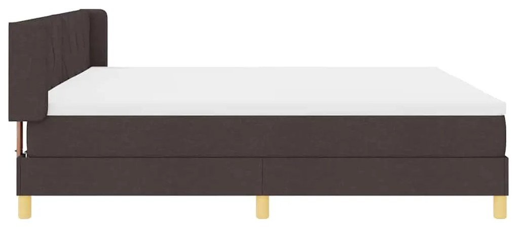 Boxrugós ágy matracmal Sötétbarna és fehér 200 x 200 cm Szövet