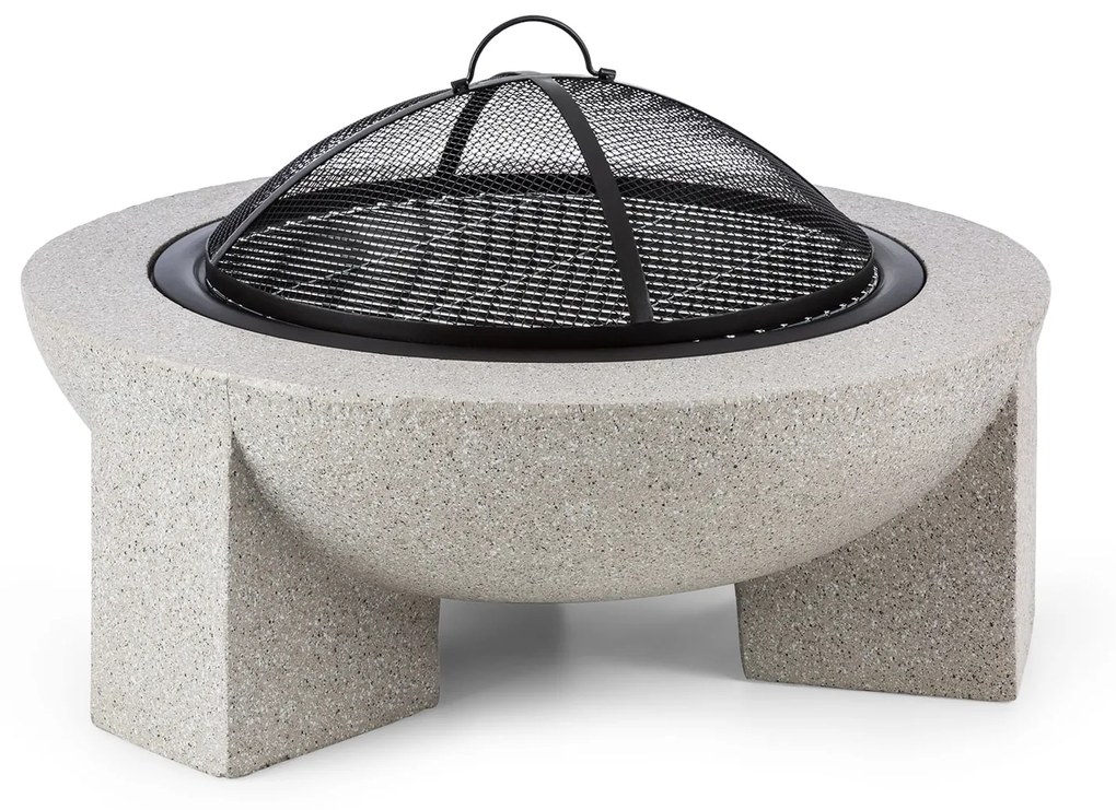 Troja, tűzrakóhely, grill, Ø 75 cm, szikrafogó, acél, műkő, MgO, tűzálló