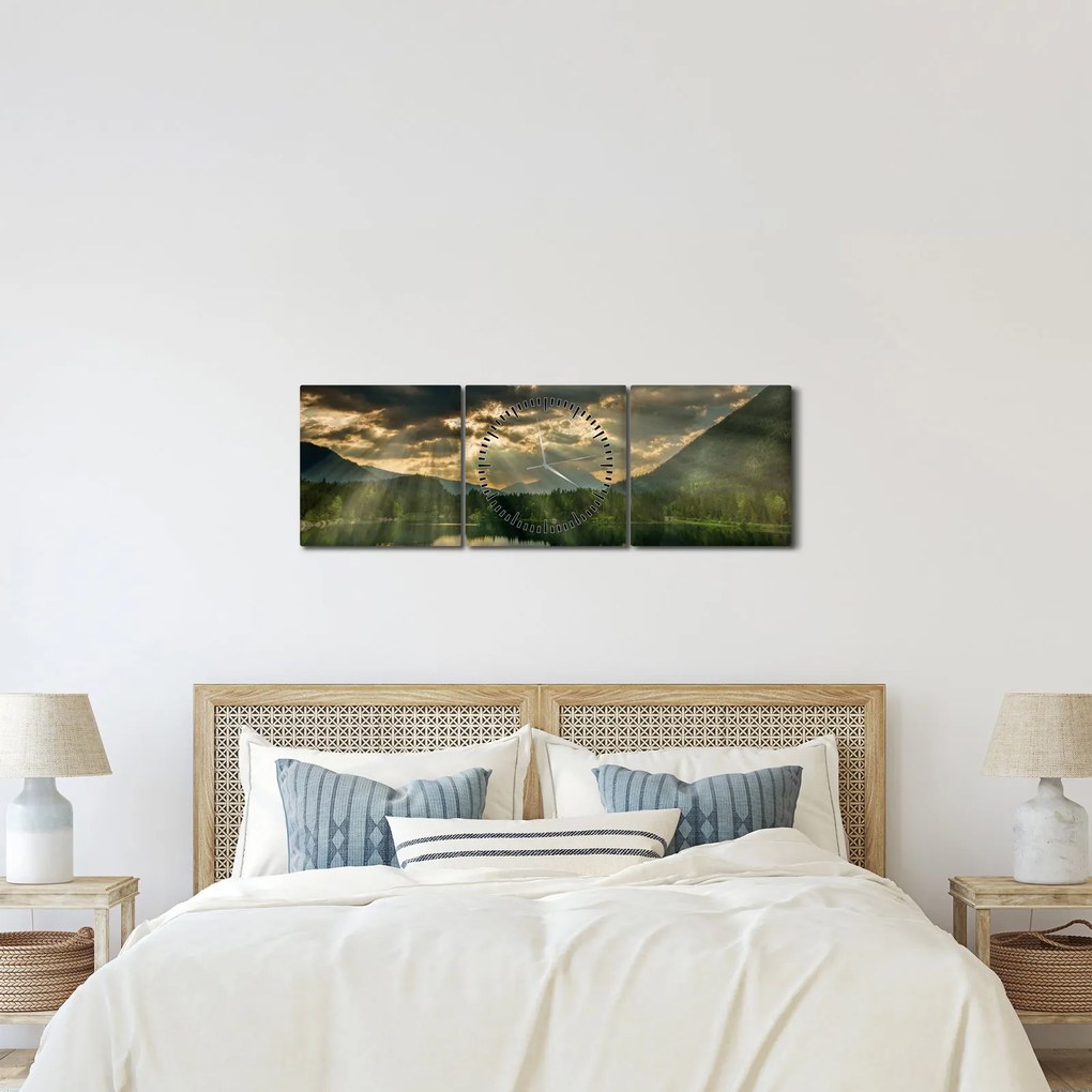 Tó a ragyogó nappal képe (órával) (90x30 cm)