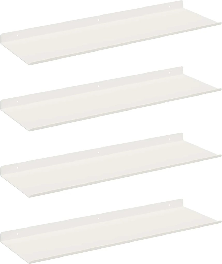 vidaXL Lebegő polc Falra szerelhető 4 pcs Fehér 60 x 18 x 2,5 cm Acél