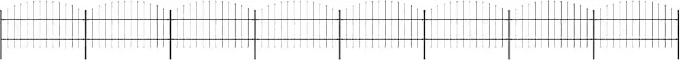 vidaXL fekete acél kerti kerítés lándzsás tetejű 1426 x 100 cm