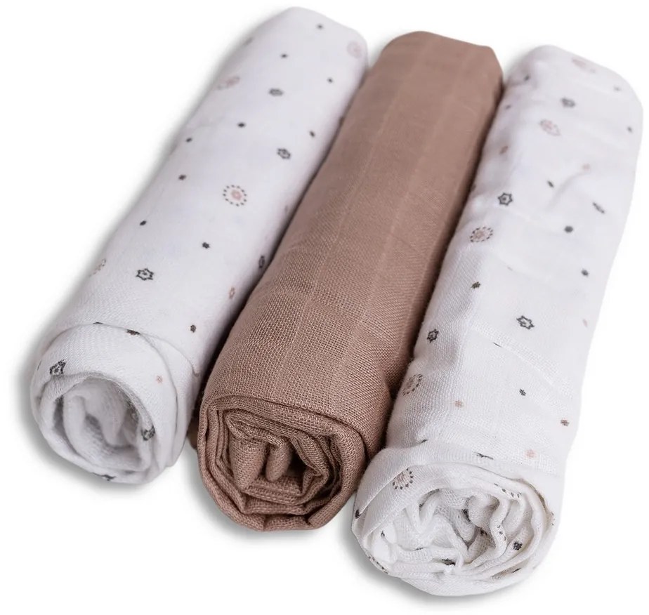 Babymatex Csillagok bambusz pelenkák, 70 x 70 cm, 3 db-os szett